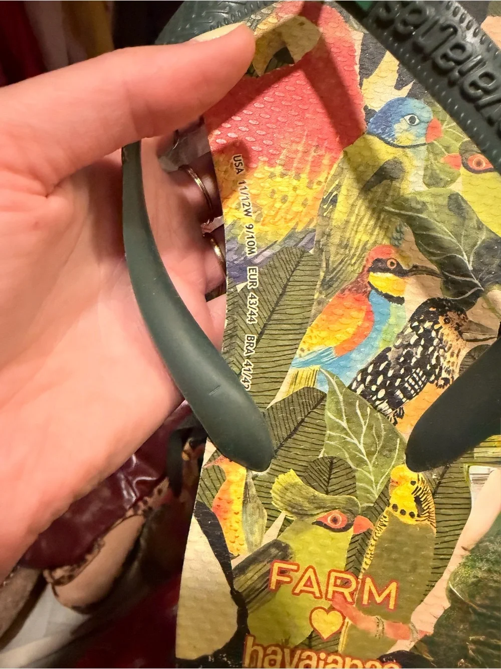 Havaianas women’s Tropical Bird Print Flip Flops - Green Straps